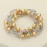 3PCS - Metal Ball Faceted Beaded Stretch Multi Layered Bracelets - Madeline Love - Flyclothing LLC