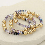 3PCS - Metal Ball Faceted Beaded Stretch Multi Layered Bracelets - Madeline Love - Flyclothing LLC
