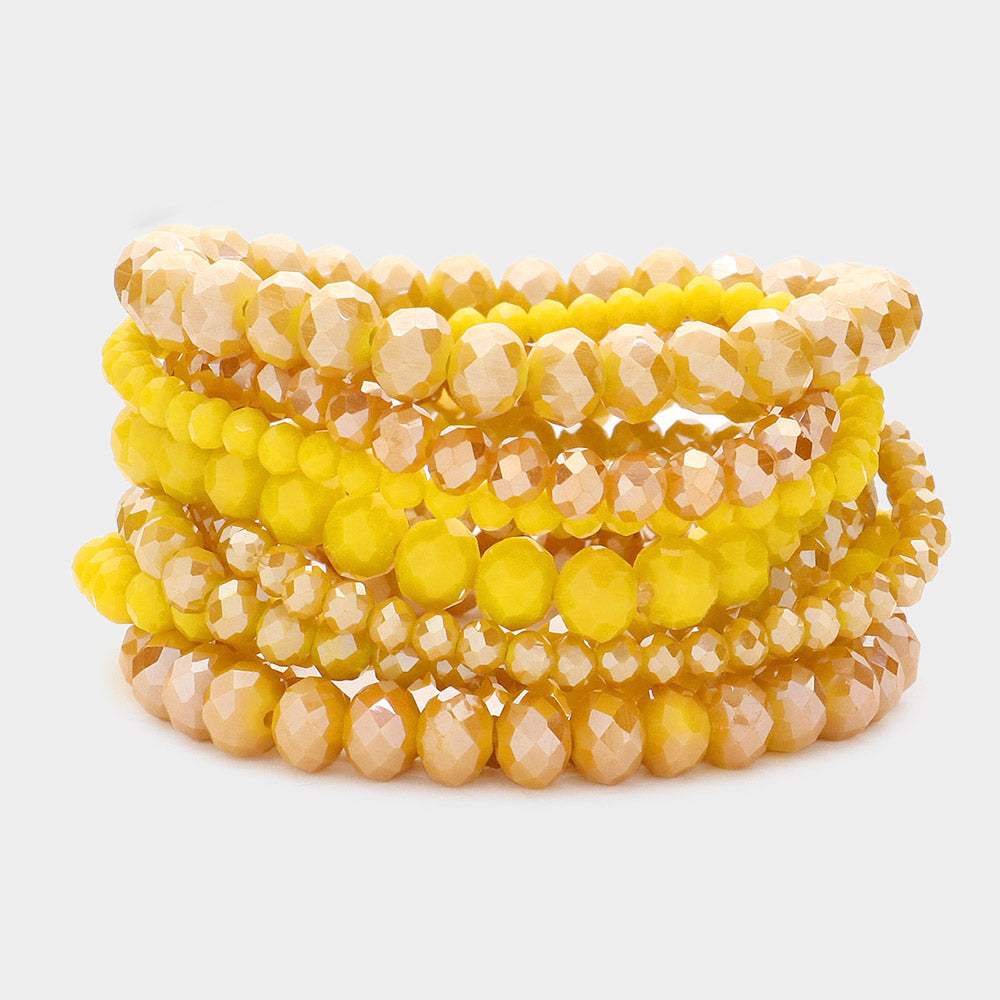 9PCS Faceted Bead Stretch Bracelets - Madeline Love - Flyclothing LLC