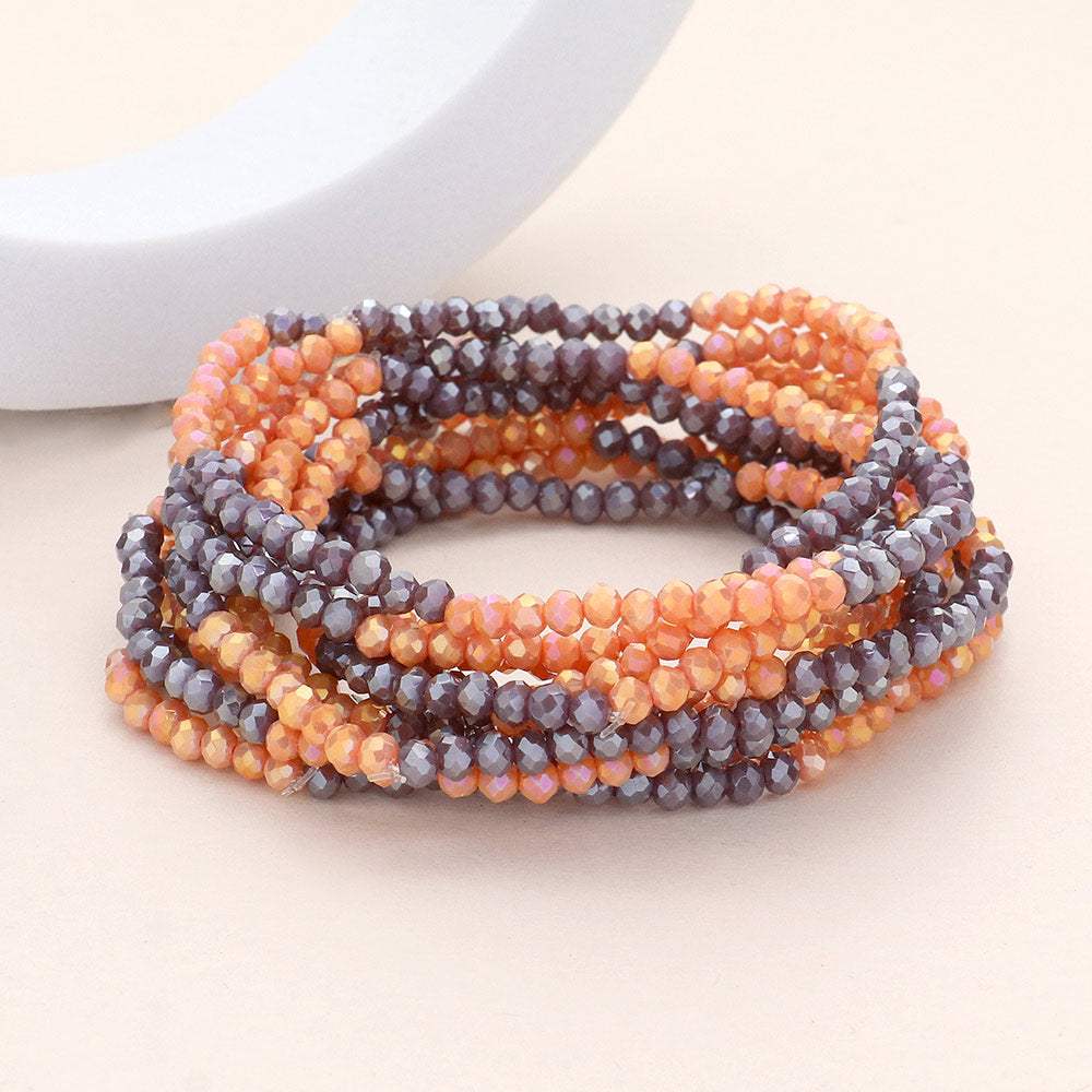 10PCS - Faceted Beaded Multi Layered Stretch Bracelets - Madeline Love - Flyclothing LLC