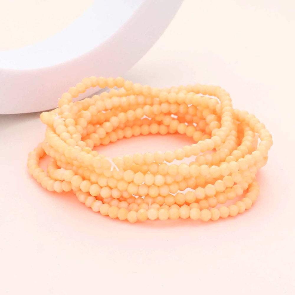 10PCS - Faceted Beaded Multi Layered Stretch Bracelets - Madeline Love - Flyclothing LLC