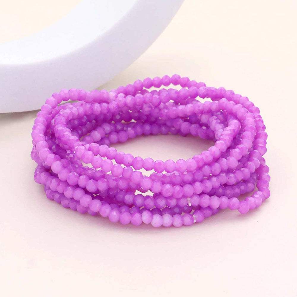 10PCS - Faceted Beaded Multi Layered Stretch Bracelets - Madeline Love - Flyclothing LLC