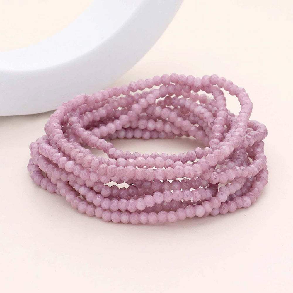 10PCS - Faceted Beaded Multi Layered Stretch Bracelets - Madeline Love - Flyclothing LLC