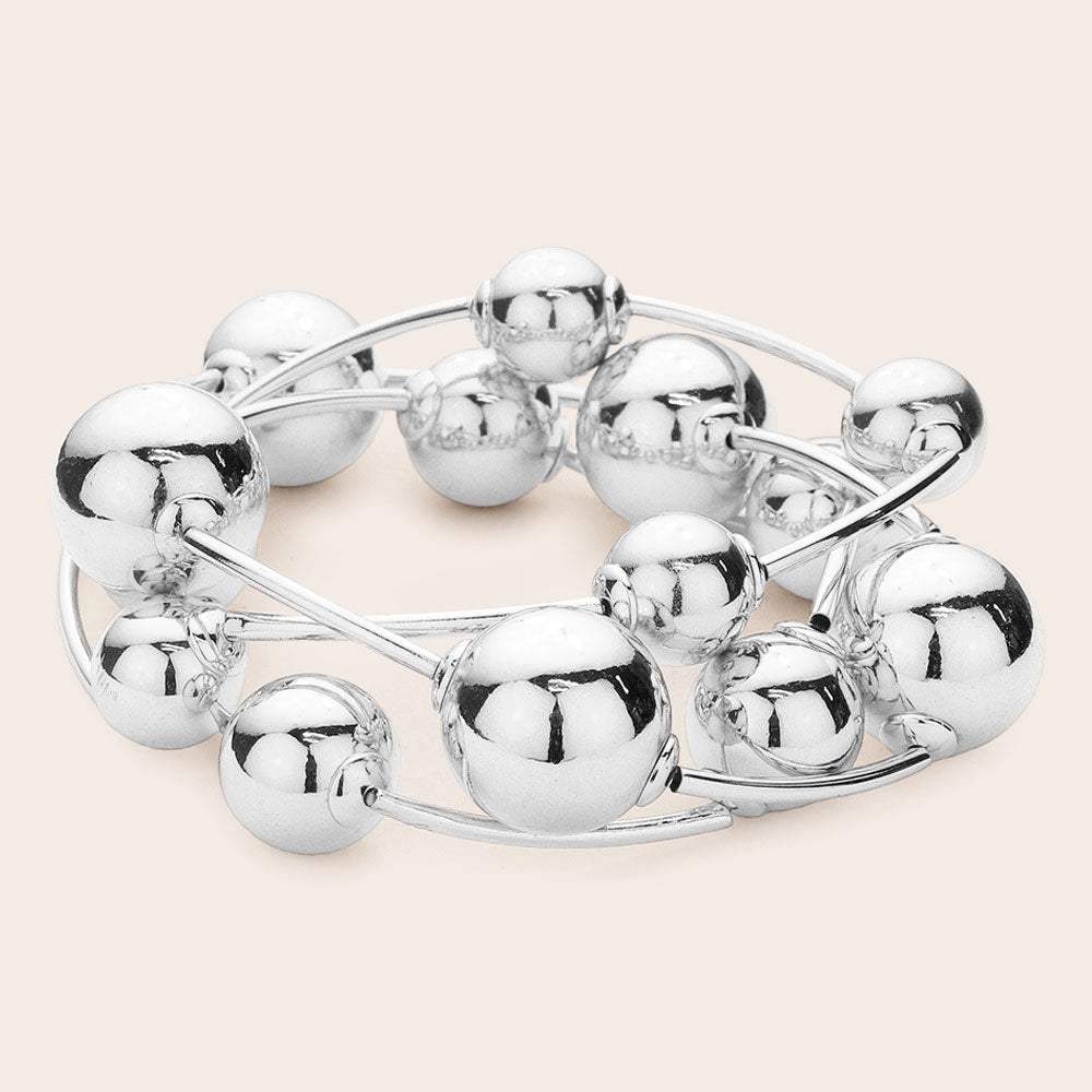 3PCS - Metal Ball Station Stretch Bracelets - Madeline Love - Flyclothing LLC