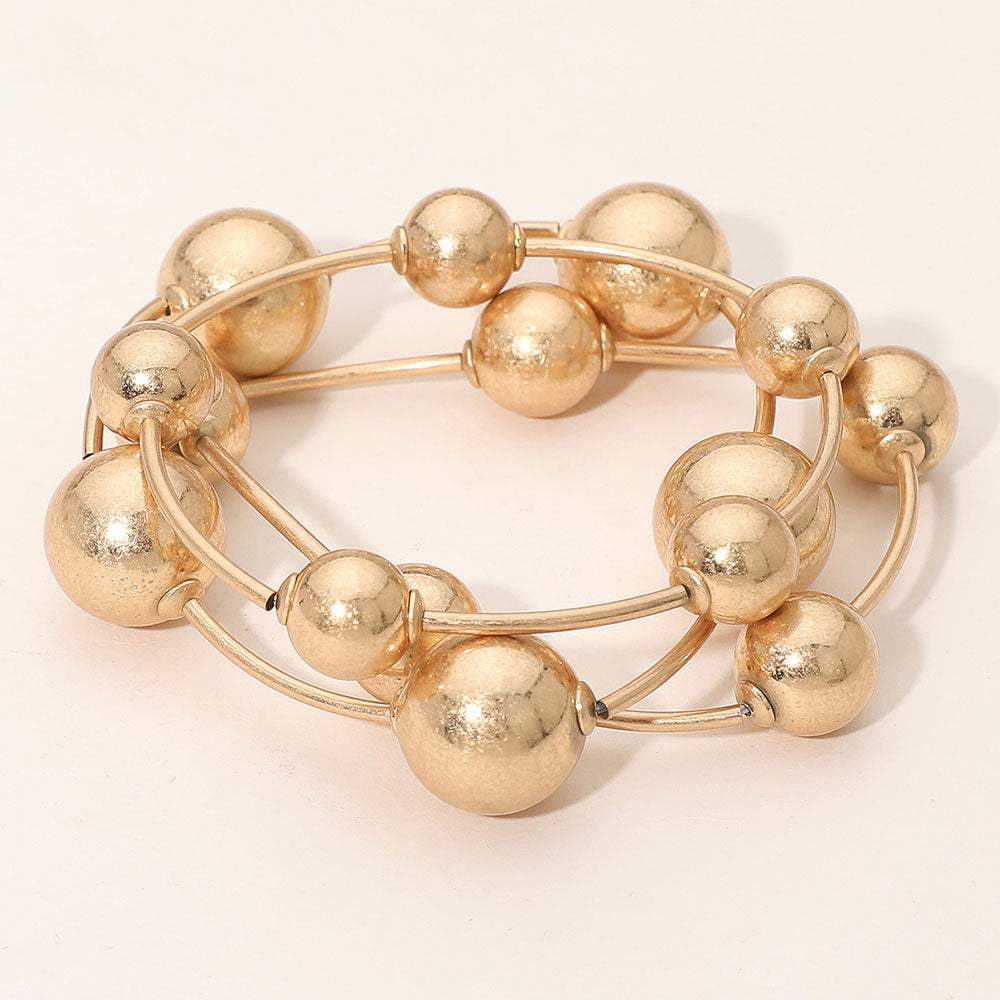 3PCS - Metal Ball Station Stretch Bracelets - Madeline Love - Flyclothing LLC