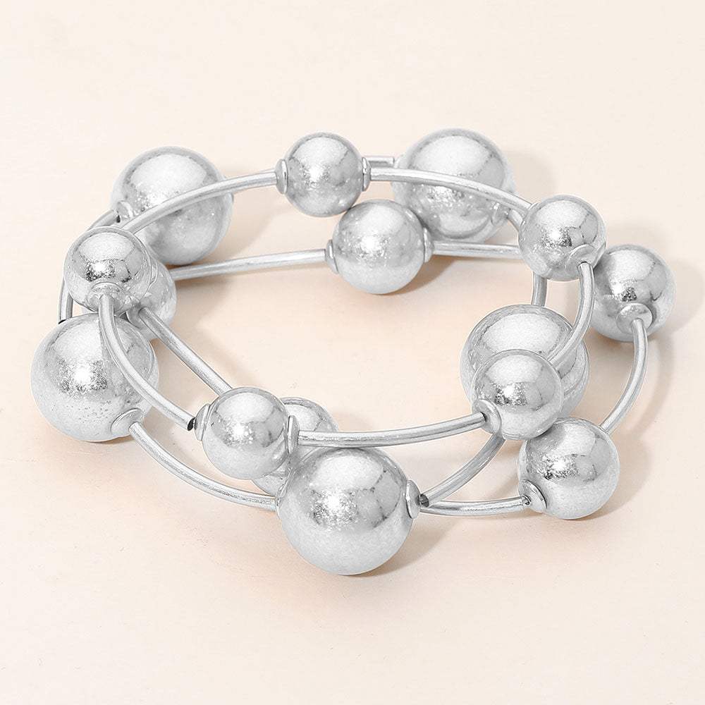 3PCS - Metal Ball Station Stretch Bracelets - Madeline Love - Flyclothing LLC