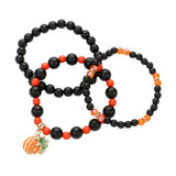 3PCS - Pumpkin Charm Beaded Stretch Bracelets