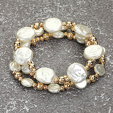 3PCS - Pearl Metal Ball Beaded Stretch Multi Layered Bracelets - Madeline Love - Flyclothing LLC