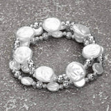 3PCS - Pearl Metal Ball Beaded Stretch Multi Layered Bracelets - Madeline Love - Flyclothing LLC