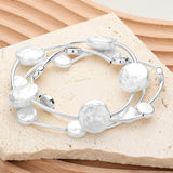 3PCS - Natural Pearl Disc Pointed Stretch Multi Layered Bracelets - Madeline Love - Flyclothing LLC