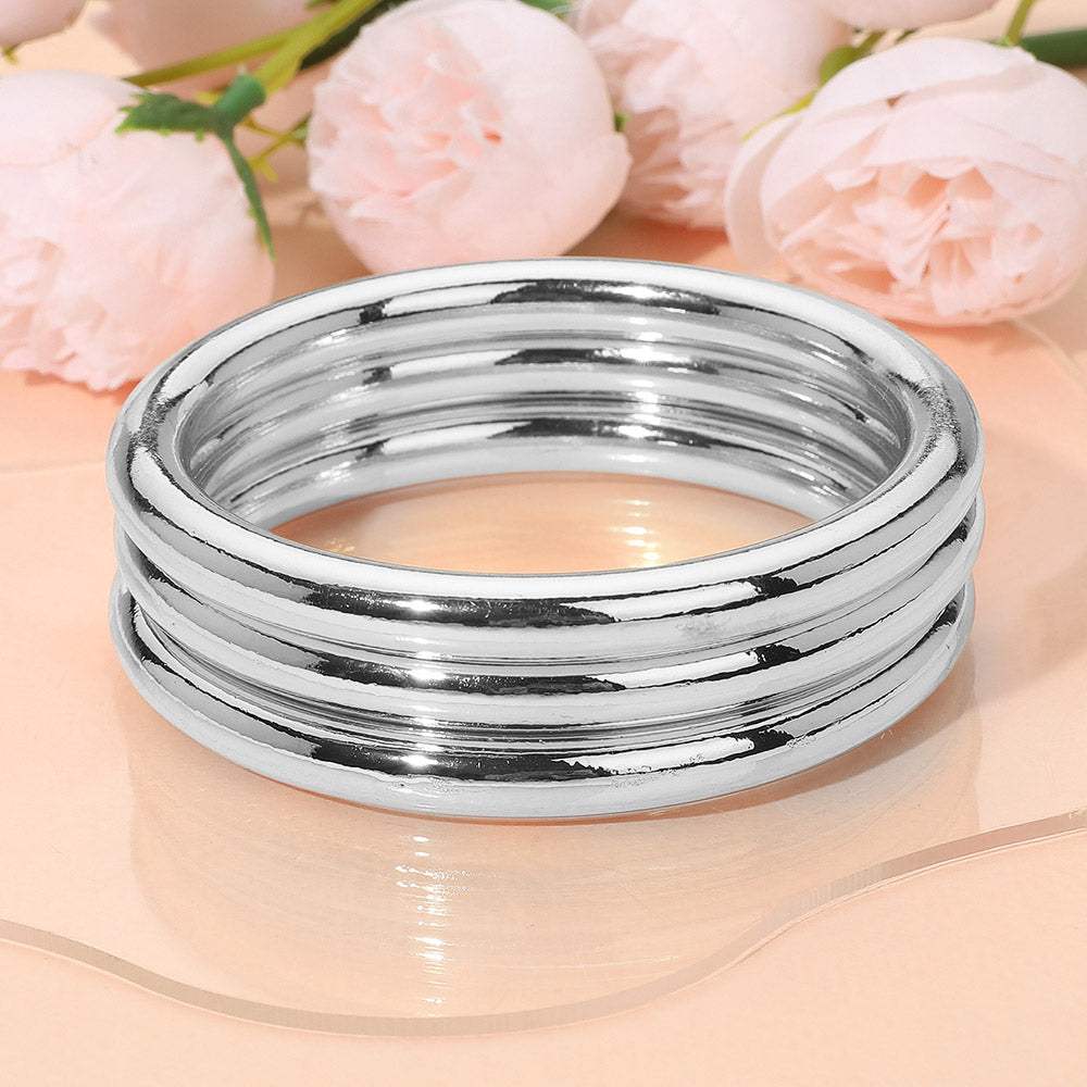 3PCS - Glossy Metal Bangle Multi Layered Bracelets - Madeline Love - Flyclothing LLC