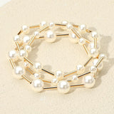 3PCS - Pearl Metal Bar Beaded Stretch Multi Layered Bracelets - Madeline Love - Flyclothing LLC