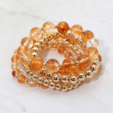 5PCS - Resin Metal Ball Beaded Stretch Multi Layered Bracelets - Madeline Love - Flyclothing LLC