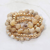 5PCS - Resin Metal Ball Beaded Stretch Multi Layered Bracelets - Madeline Love - Flyclothing LLC