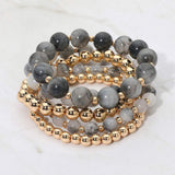 5PCS - Resin Metal Ball Beaded Stretch Multi Layered Bracelets - Madeline Love - Flyclothing LLC