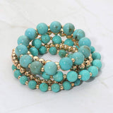 5PCS - Resin Metal Ball Beaded Stretch Multi Layered Bracelets - Madeline Love - Flyclothing LLC