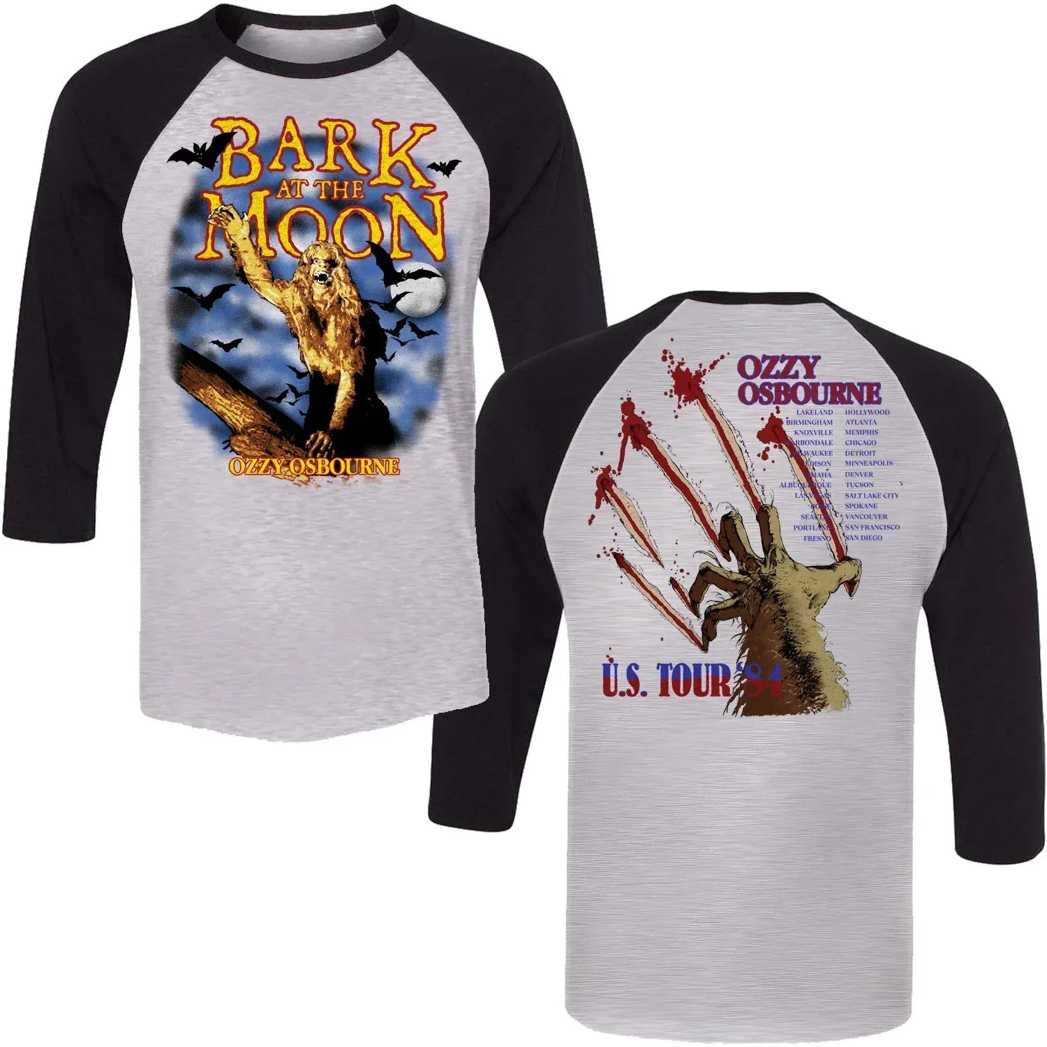 Ozzy Bark Tour Raglan - Ozzy - Flyclothing LLC