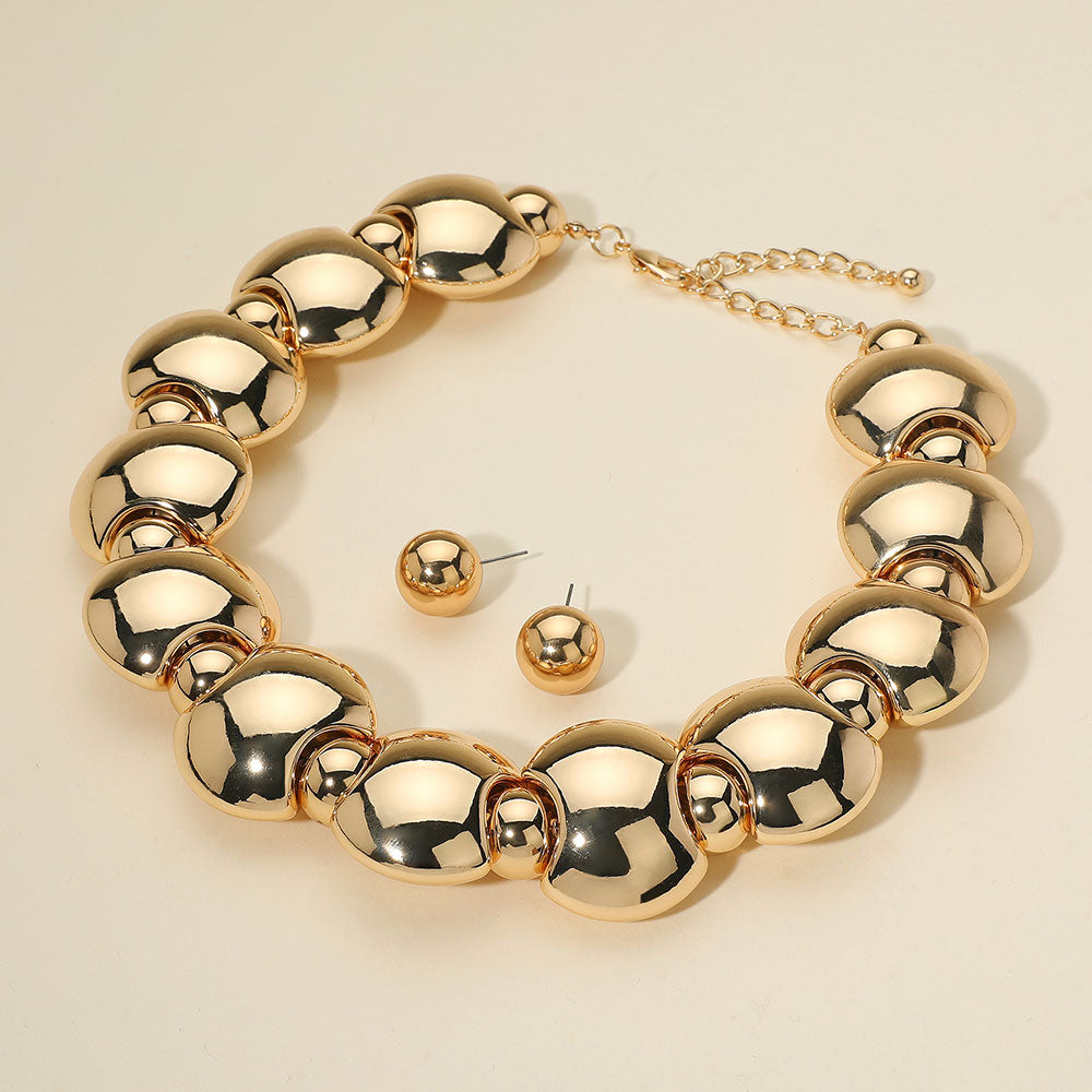 Chunky Flattened Puffy Beaded Statement Necklace - Madeline Love - Flyclothing LLC