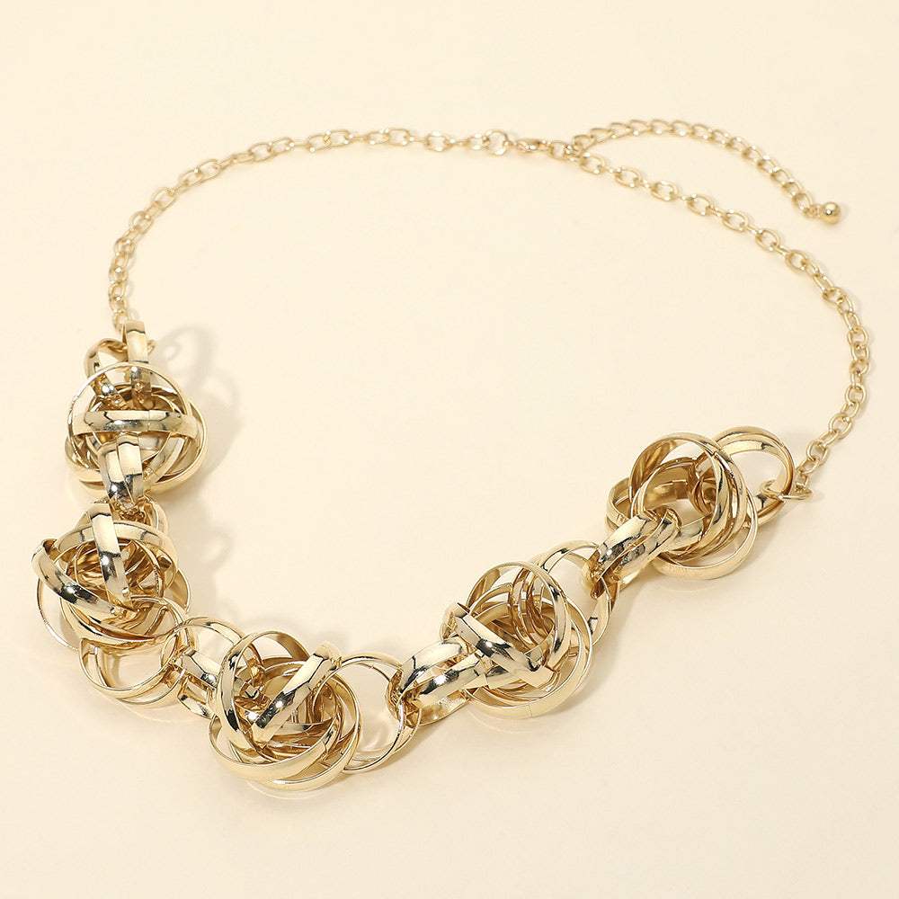 Abstract Textured Metal Interlocking Ball Link Necklace - Madeline Love - Flyclothing LLC
