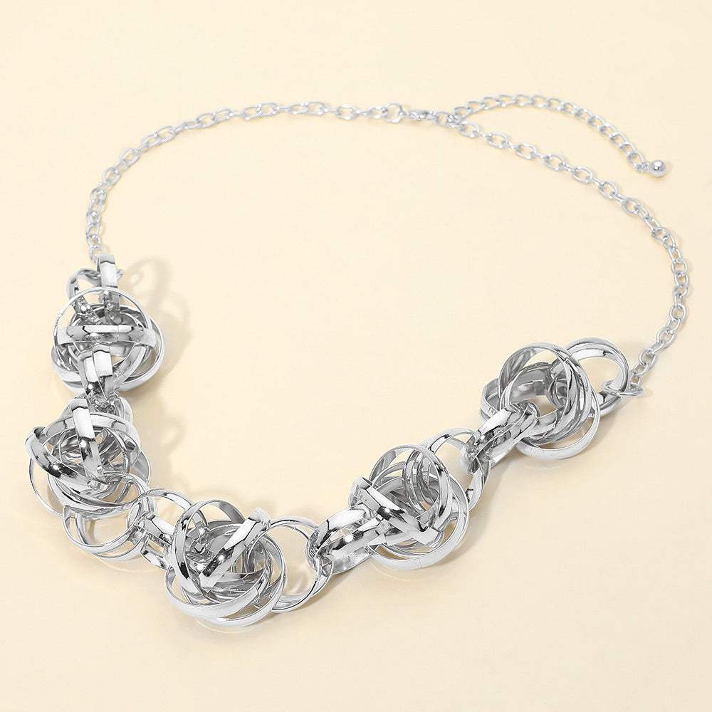 Abstract Textured Metal Interlocking Ball Link Necklace - Madeline Love - Flyclothing LLC