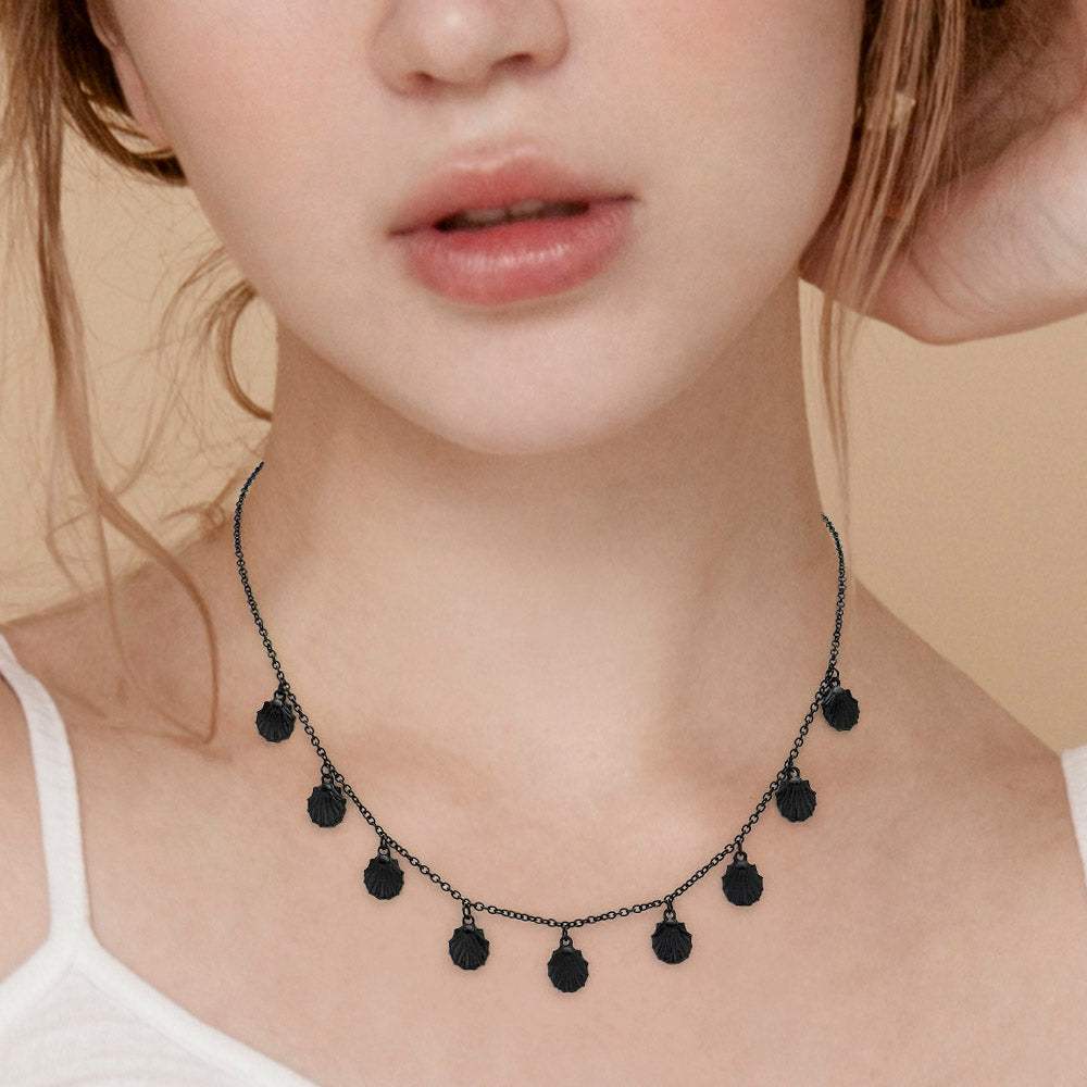 Metal Shell Charm Station Necklace - Madeline Love - Flyclothing LLC