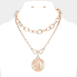 Layered Saint Mary Metal Pendant Necklace - Madeline Love - Flyclothing LLC