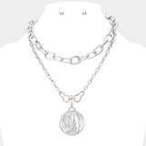 Layered Saint Mary Metal Pendant Necklace - Madeline Love - Flyclothing LLC