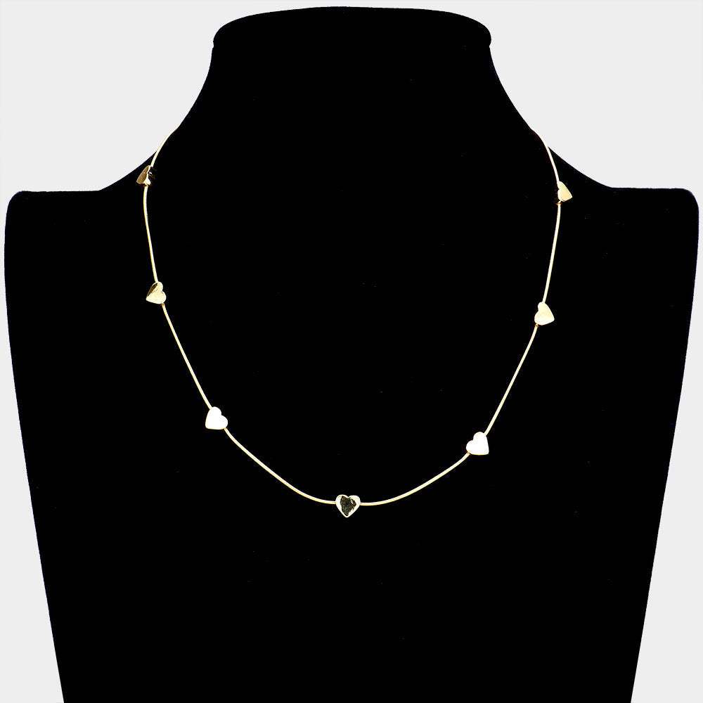 Metal Heart Station Necklace - Madeline Love - Flyclothing LLC