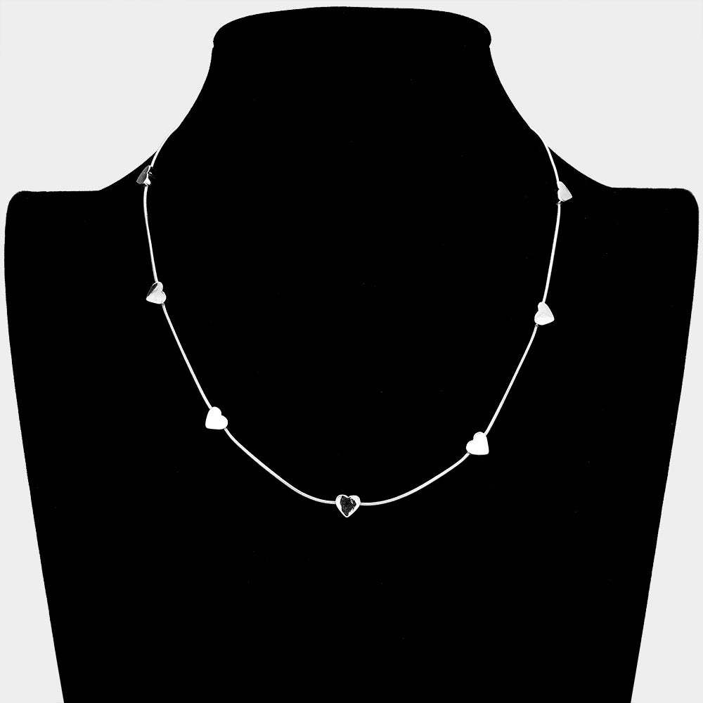 Metal Heart Station Necklace - Madeline Love - Flyclothing LLC