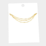 Brass Metal Chain Triple Layered Necklace - Madeline Love - Flyclothing LLC