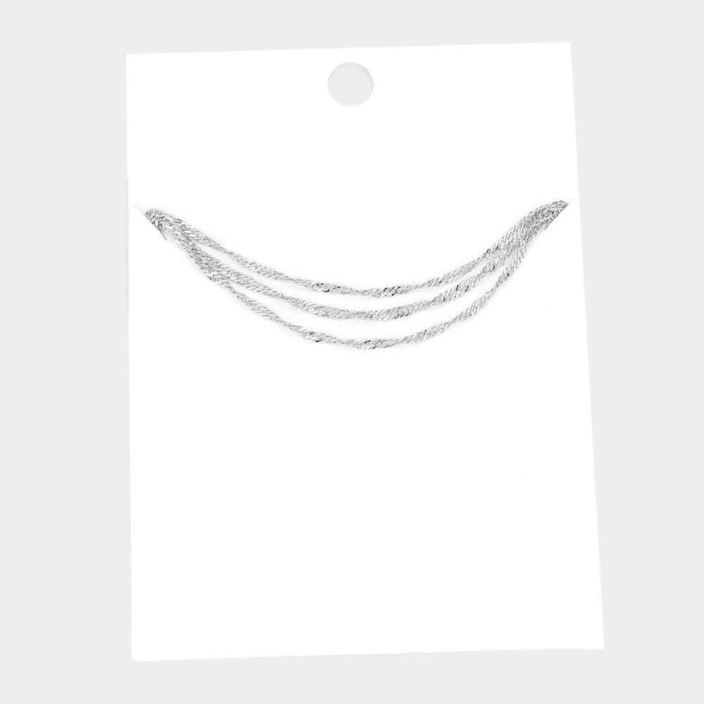 Brass Metal Chain Triple Layered Necklace - Madeline Love - Flyclothing LLC