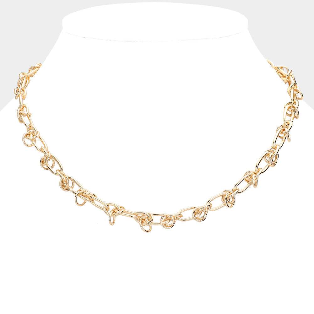 SECRET BOX_Brass Abstract Chain Necklace - Madeline Love - Flyclothing LLC
