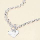 Hammered Metal Heart Pendant Chunky Chain Toggle Necklace - Madeline Love - Flyclothing LLC