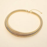 Metal Ribbed Coil Collar Statement Necklace - Madeline Love - Flyclothing LLC