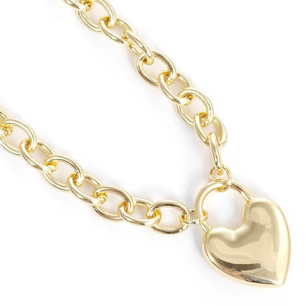Metal Heart Lock Pendant Necklace - Madeline Love - Flyclothing LLC