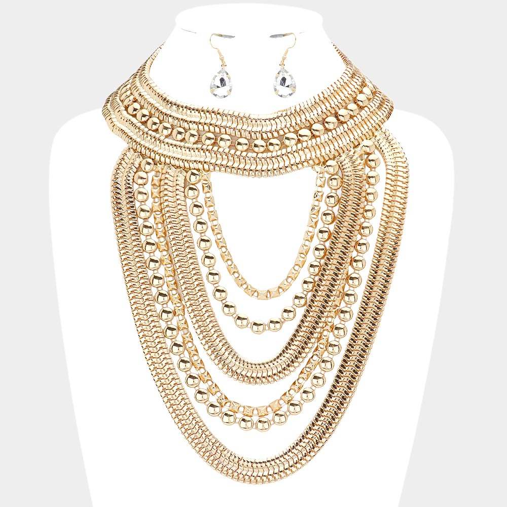 Draped Metal Statement Necklace - Madeline Love - Flyclothing LLC