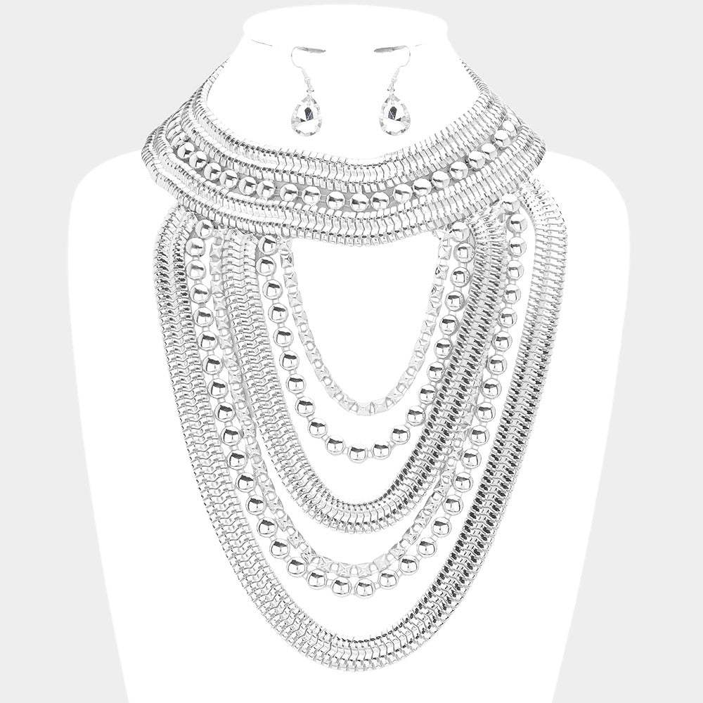 Draped Metal Statement Necklace - Madeline Love - Flyclothing LLC
