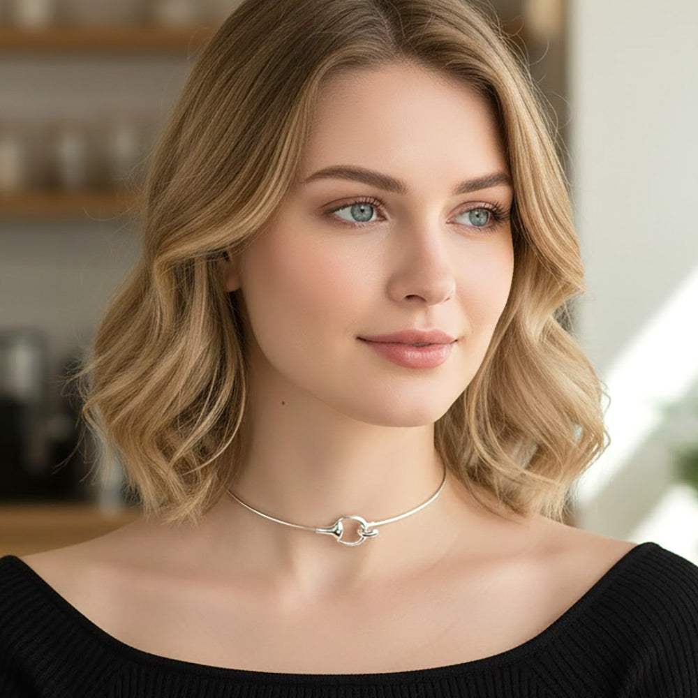 Minimal Metal Hook Choker Necklace - Madeline Love - Flyclothing LLC