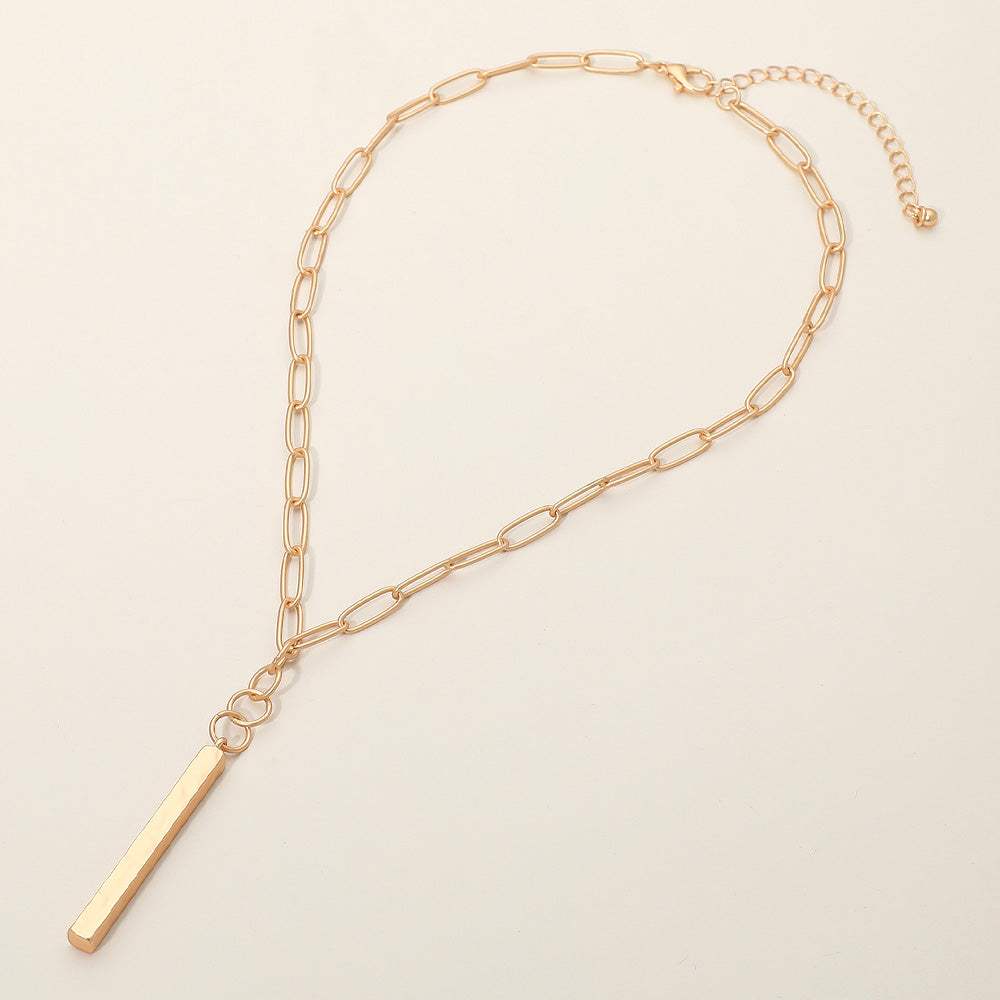 Matte Metal Bar Pendant Paperclip Chain Necklace - Madeline Love - Flyclothing LLC