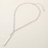 Matte Metal Bar Pendant Paperclip Chain Necklace - Madeline Love - Flyclothing LLC