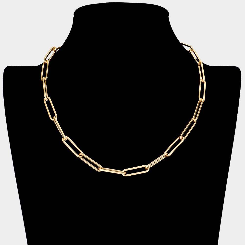 Open Metal Oval Link Necklace - Madeline Love - Flyclothing LLC