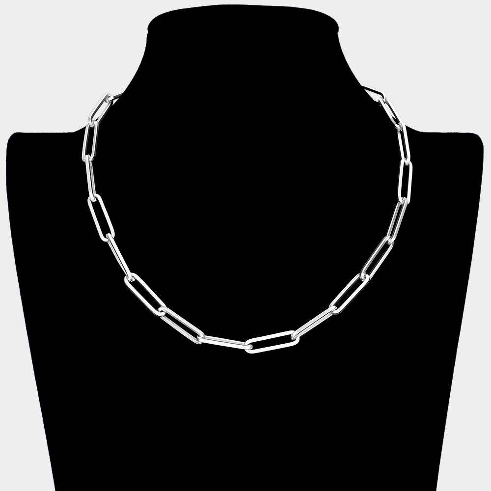 Open Metal Oval Link Necklace - Madeline Love - Flyclothing LLC