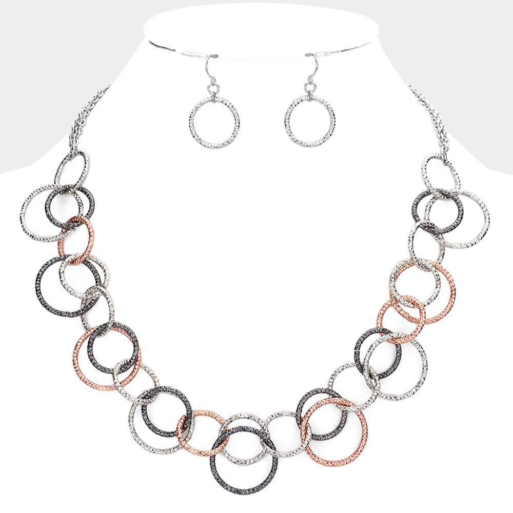 Multi Link Open Circle Metal Necklace - Madeline Love - Flyclothing LLC