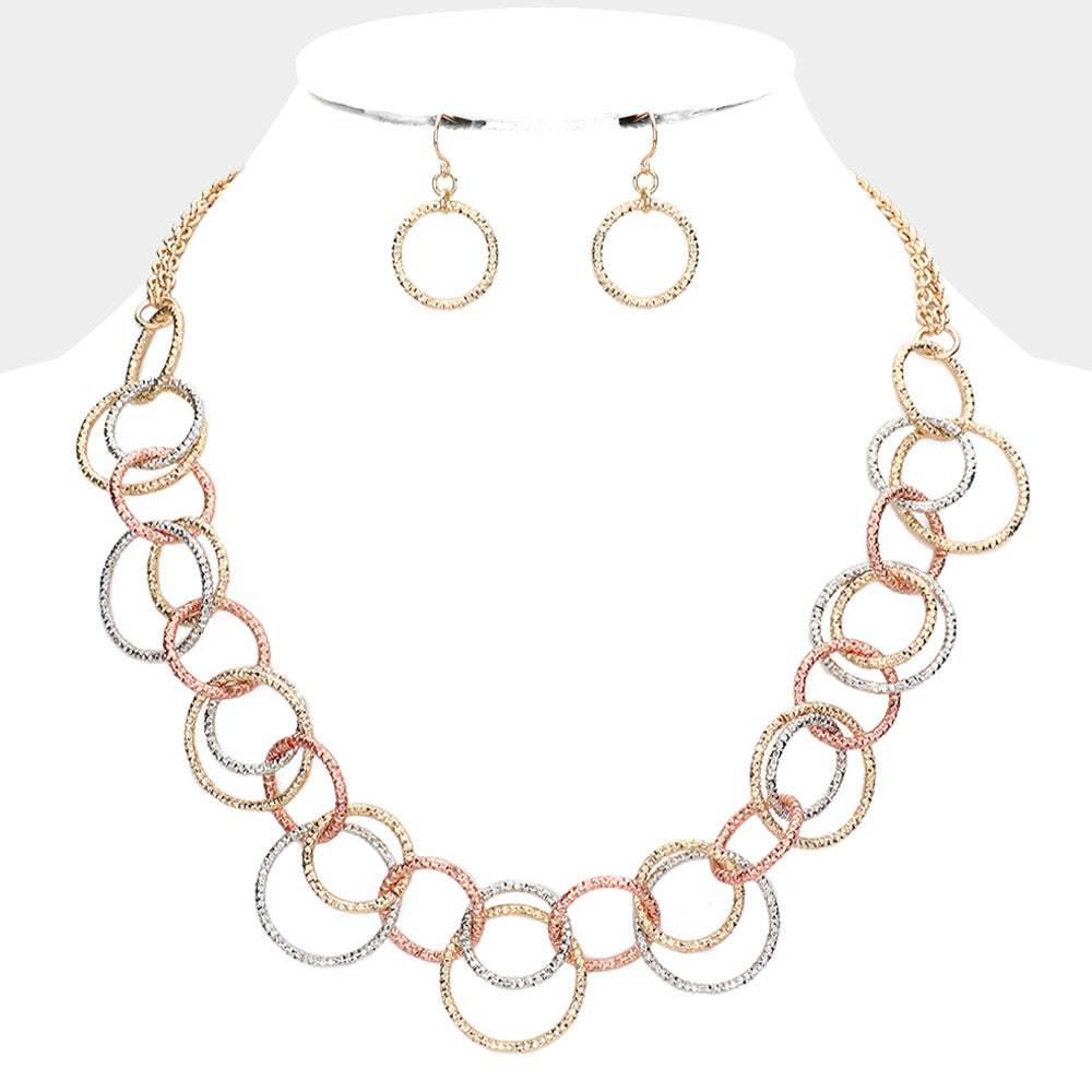 Multi Link Open Circle Metal Necklace - Madeline Love - Flyclothing LLC
