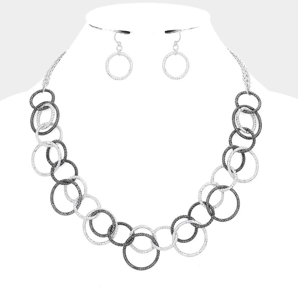 Multi Link Open Circle Metal Necklace - Madeline Love - Flyclothing LLC