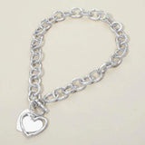 Hammered Layered Heart Pendant Chunky Chain Toggle Necklace - Madeline Love - Flyclothing LLC