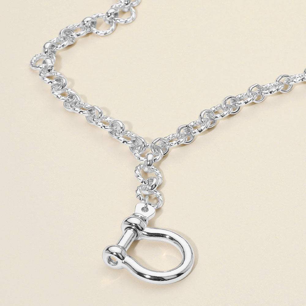 Bold Metal Carabiner Pendant Accent Drop Chain Necklace - Madeline Love - Flyclothing LLC