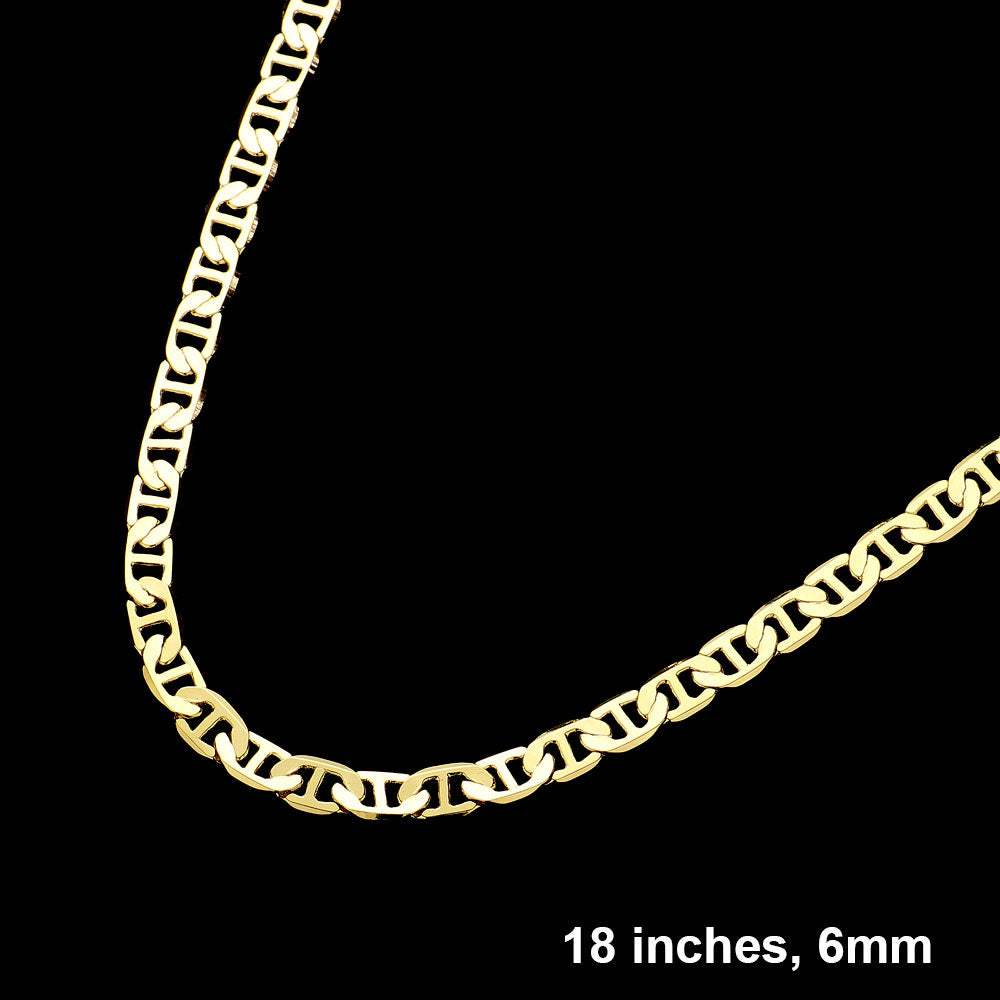Gold Plated 18 Inch 6mm Mariner Metal Chain Necklace - Madeline Love - Flyclothing LLC