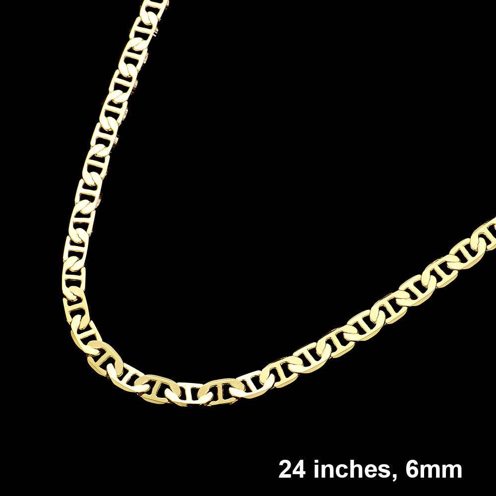 Gold Plated 24 Inch 6mm Mariner Metal Chain Necklace - Madeline Love - Flyclothing LLC