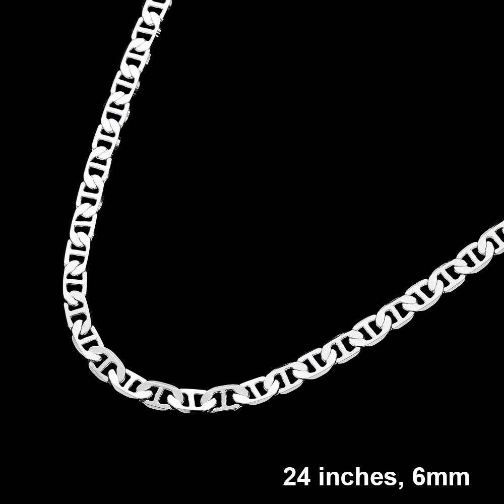 Silver Plated 24 Inch 6mm Mariner Metal Chain Necklace - Madeline Love - Flyclothing LLC